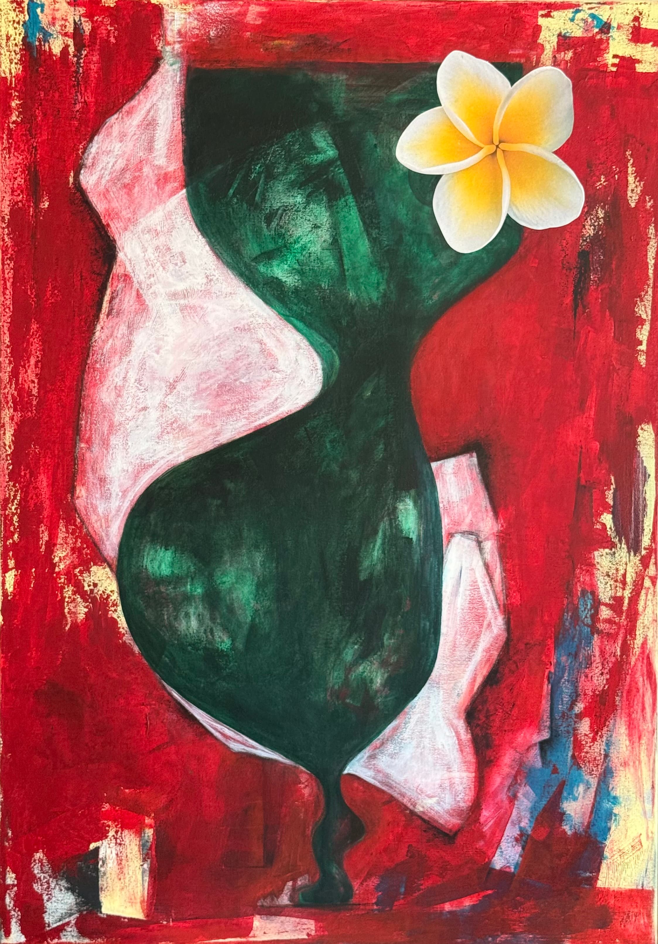Técnica mixta sobre tela, pieza única, 'Flor Blanca' de Thania Liz Rojo, 2026, 100×70 cm